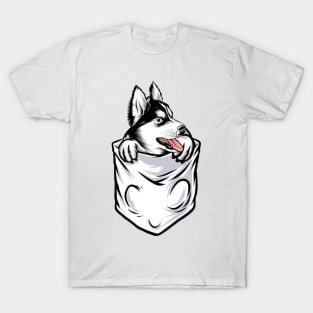 White cute dog in the pocket T-Shirt